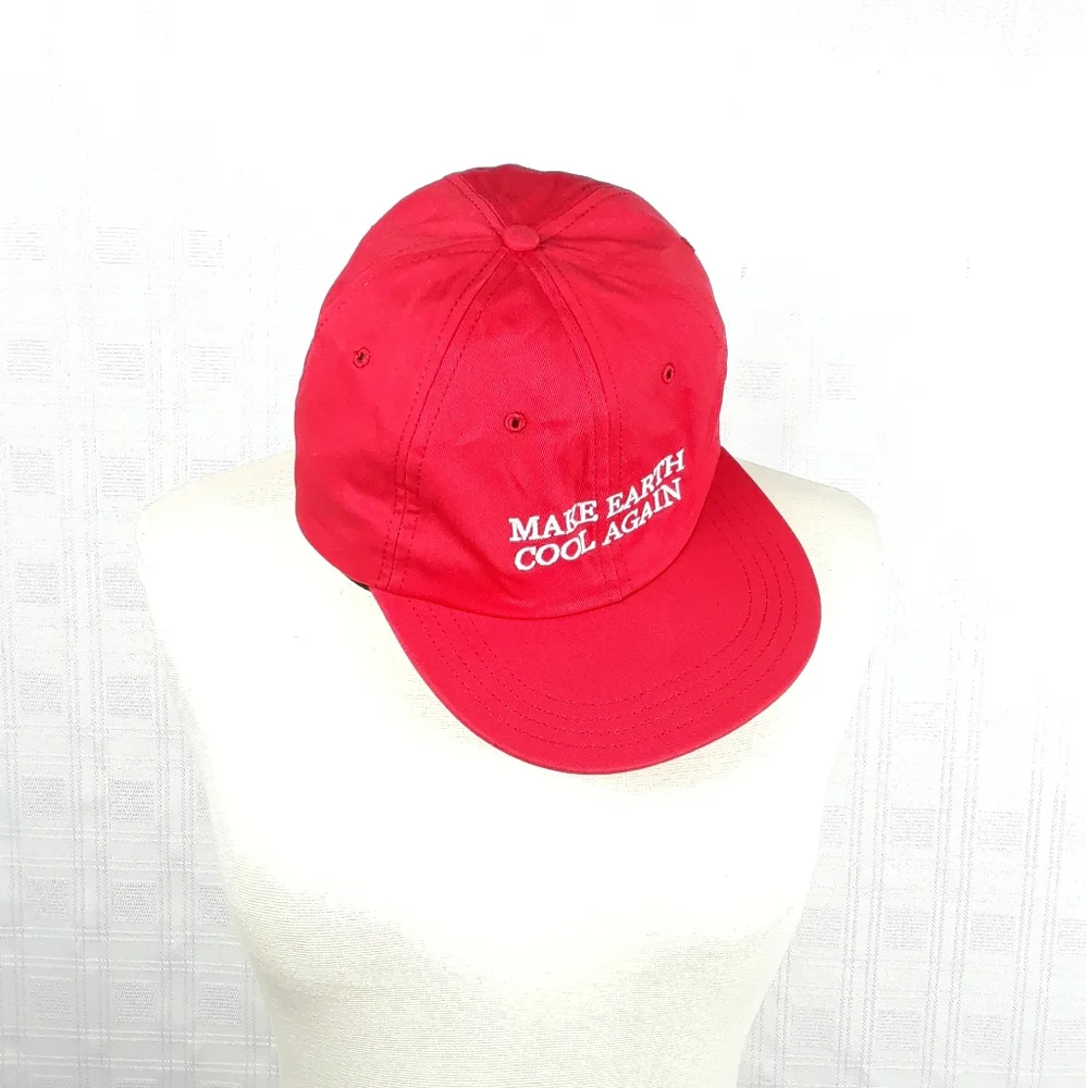 Hat Make Earth Cool Again Stonyfield Mens Womens Visor Cotton Hat Adjustable Red